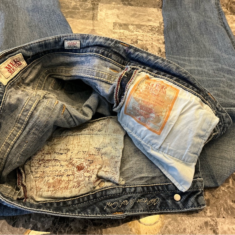 BUCKLE MEK OAXACA Low Rise Western Grunge Straight Leg Jean Unique Womans SZ 31 - Picture 12 of 13